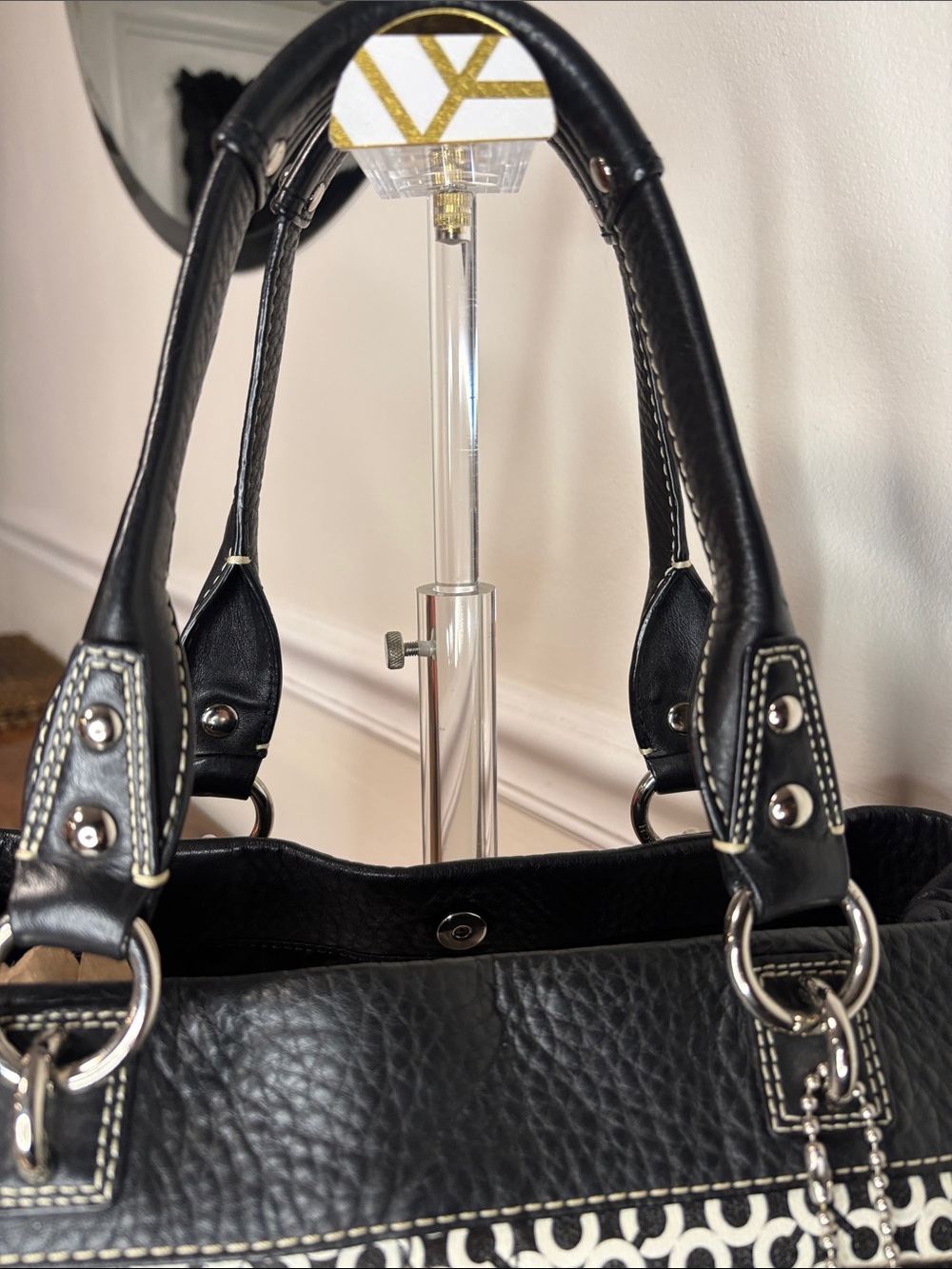 Coach Penelope Op Art Signature Shoulder Bag in classic black and white EUC - Picture 6 of 16
